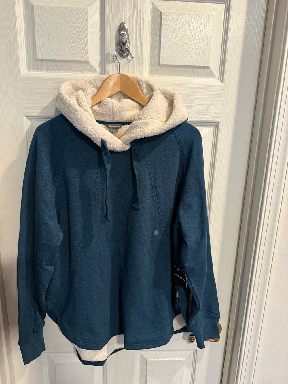 Eddie Bauer Sherpa Lined Hoodie Teql Blue Women’s Size Large Pullover
